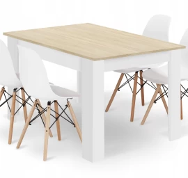 Stačiakampio Formos Stalo 120x80 ąžuolo sonoma Komplektas + 4 Kėdės osaka Baltos Spalvos
