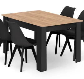 Stačiakampio Formos Stalo 120x80 Craft + 4 Kėdės Mark Juodos Spalvos