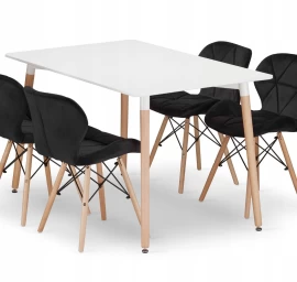 Stačiakampio Formos Stalo Adria 120x80 Baltos Spalvos + 4 Kėdės Lago Juodos Spalvos