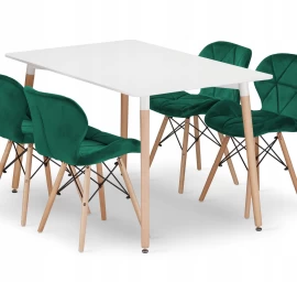 Stačiakampio Formos Stalo Adria 120x80 Baltos Spalvos + 4 Kėdės Lago žalios Spalvos