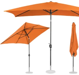 Stačiakampis Sodo Skėtis Su Rankena 200 X 300 Cm Oranžinės Spalvos