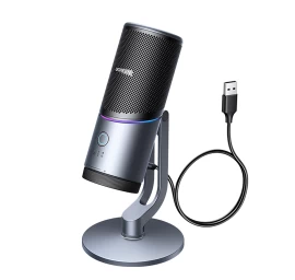 Stalinis Mikrofonas Usb-a Rgb Led - Sidabrinis