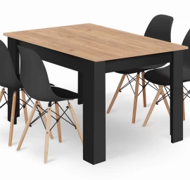 Stalo Komplektas Np 120x80 Craft Black + 4 Kėdės Osaka Black