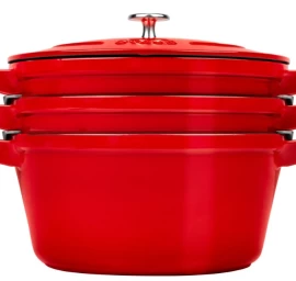 Staub La Cocotte Round Cast iron Casserole baking dish -- SET OF 3 PIECES