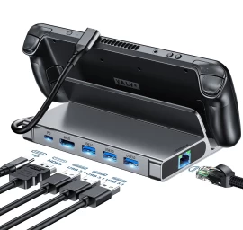 steam Deck Usb-c Usb-a Hdmi Rj45 Pd Pilkas Adapteris Hub