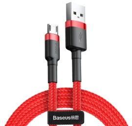 Stiprus Lankstus Kabelis Usb Microusb Qc3.0 2.4a 1m Raudonas