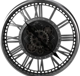 Sukamasis Sieninis Laikrodis Su Mechanizmu, 50 Cm, Sidabrinis