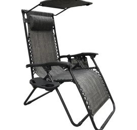 Sulankstomas Daugiafunkcinis Sodo Gultas Su Stogeliu 173x52/65x110cm Pilkos Spalvos