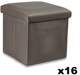 Sulankstomas Otomanas M - 30x30x30cm Aksominis Rudas X 16