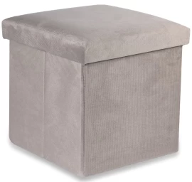 Sulankstomas Otomanas M - 30x30x30cm Aksominis Smėlio Spalvos