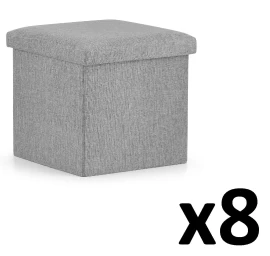 Sulankstomas Pufas L - 38x38x38cm Pilkas X 8