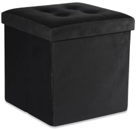 Sulankstomas Pufas L Su Sagomis - 38x38x38cm Aksominis Juodas