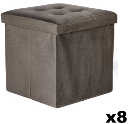 Sulankstomas Pufas L Su Sagomis - 38x38x38cm Aksominis Rudas X 8