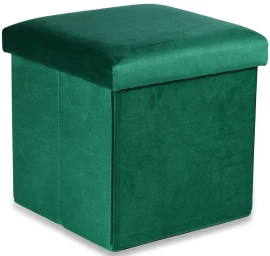 Sulankstomas Pufas M - 30x30x30 Cm, žalias Aksomas