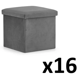 Sulankstomas Pufas M - 30x30x30cm Aksominė Pilka X 16