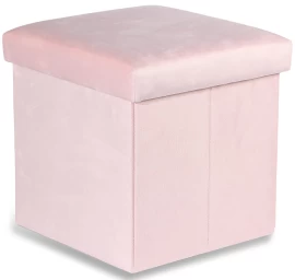 Sulankstomas Pufas M - 30x30x30cm Aksominis Rožinis