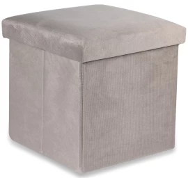 Sulankstomas Pufas M - 30x30x30cm Aksominis Smėlio Spalvos