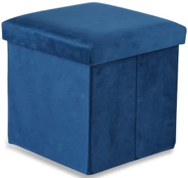 Sulankstomas Pufas M - 30x30x30cm Aksominis Tamsiai Mėlynas