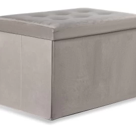 Sulankstomas Pufas Xl Su Sagomis - 60x38x38cm Aksominis Smėlio Spalvos