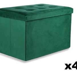 Sulankstomas Pufas Xl Su Sagomis - 60x38x38cm Aksominis žalias X 4