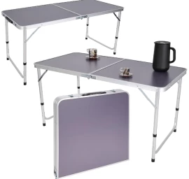 Sulankstomas Stovyklavimo Stalas 120x60x70/62/55 Cm Pilkos Spalvos
