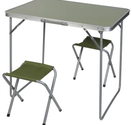 Sulankstomas Stovyklavimo Stalas 80x60x70 Cm Ir 2 Kėdės žalios Spalvos
