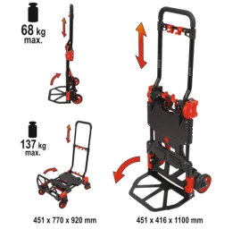 Sulankstomas transportavimo vežimėlis | 2 viename | keliamoji galia 137 kg (YT-37412)
