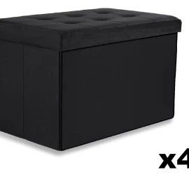 Sulankstomas Xl Otomanas Su Sagomis - 60x38x38cm Velvet Black X 4
