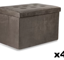 Sulankstomas Xl Pufas Su Sagomis - 60x38x38cm, Aksominis, Rudas X 4