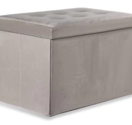 Sulankstomas Xl Pufas Su Sagomis - 60x38x38cm, Aksominis, Smėlio Spalvos