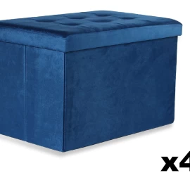 Sulankstomas Xl Pufas Su Sagomis - 60x38x38cm, Tamsiai Mėlynas Aksomas X 4