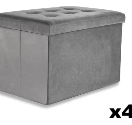 Sulankstomas Xl Pufas Su Sagomis - 60x38x38cm Velvet Grey X 4