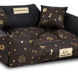 šunų Lova Kingdog 75x65 Cm Personalizuotas Vandeniui Atsparus Kaulas Aukso Spalvos