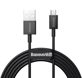 superior Usb-a - micro Usb 2a 2 M Ilgio Juodas Kabelis