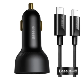 Superme Usb-c Pps Qc Pd Greitasis Automobilinis įkroviklis + 1 M Ilgio Laidas, Juodas