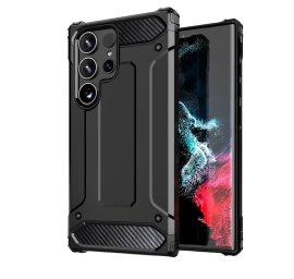 Sustiprintas Hibridinis šarvuotas Juodas Dėklas, Skirtas samsung Galaxy S24 Ultra.
