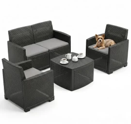 Svetainės Baldų Komplektas 2 Foteliai + Sofa + Staliukas Como