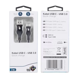TB Cable USB 3.0-USB C  2m PREMIUM 3A black