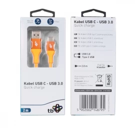 TB Cable USB 3.0-USB C  2m PREMIUM 3A orange