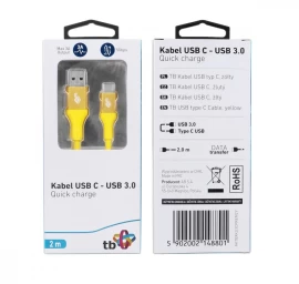 TB Cable USB 3.0-USB C  2m PREMIUM 3A yellow