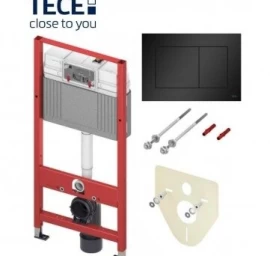TECE Base WC modulis, juoda matinė TECE Now nuleidimo plokštelė