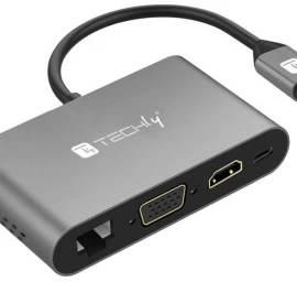 Techly Iadap Usb31-dock3 Usb-c - Hdmi/vga/rj45/usb-c Pd/usb-a/microsd/sd Adapteris