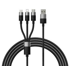 Telefono Kabelis starspeed 3in1 Usb - Micro Usb / iphone Lightning / Usb-c 1,2 M - Juodas