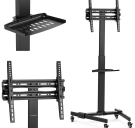 Televizoriaus Stovo Laikiklis Su Lentyna, Mobilus, Reguliuojamas, Maks. 55'', 35 Kg, Aukštis 116-151 Cm Televizoriaus Stovo Laikiklis Su Lentyna, Mobilus, Reguliuojamas, Maks. 55'', 35 Kg, Aukštis 116-151 Cm