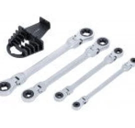 Terkšlinių dvipusių veržliarakčių rinkinys | šarnyriniai | su E tipo žiedų galvutėmis | E6 - E24 | 4 vnt. (71028)