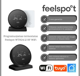Termostatas Feelspot WTH24.12 RF WiFi, juodas