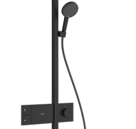 Termostatinė dušo sistema Hansgrohe Raindance Alive S 300 1jet EcoSmart su ShowerSelect Comfort, matinė juoda, 24583670