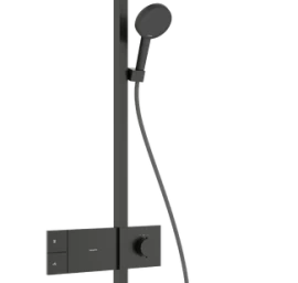 Termostatinė dušo sistema Hansgrohe Raindance Alive S 300 1jet EcoSmart su ShowerSelect Comfort, šlifuotas juodas chromas, 24583340