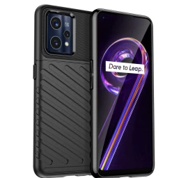 thunder Case Lankstus šarvuotas Dėklas realme 9 Pro + (9 Pro Plus), Juodas