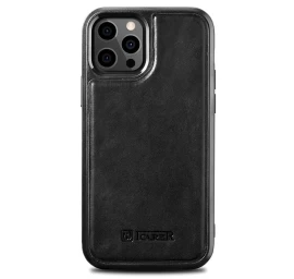 Tikra Oda Dengtas Dėklas Iphone 12 Pro Max Leather Oil Wax Juodas